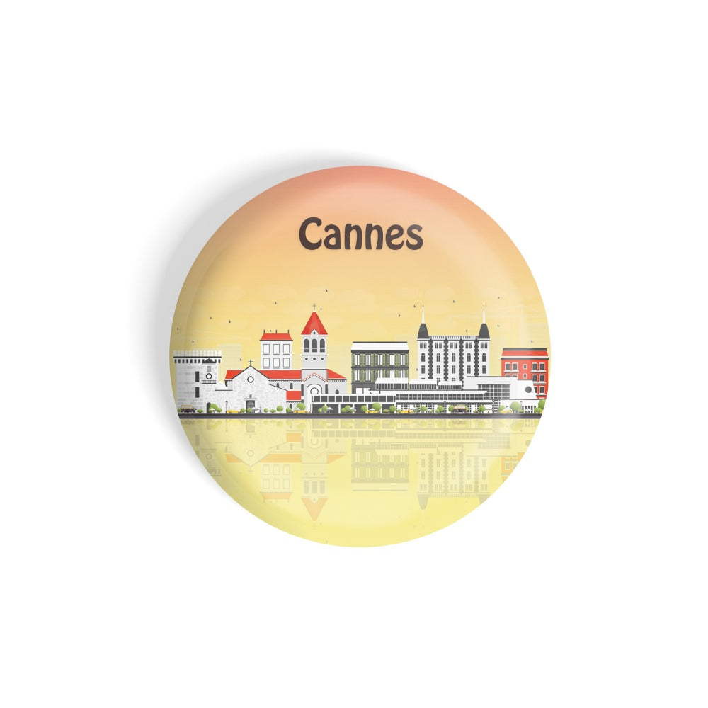 dhcrafts Round Fridge Magnet Multicolour Places Cannes City In France Glossy Finish Design Pack of 1 (58 mm)